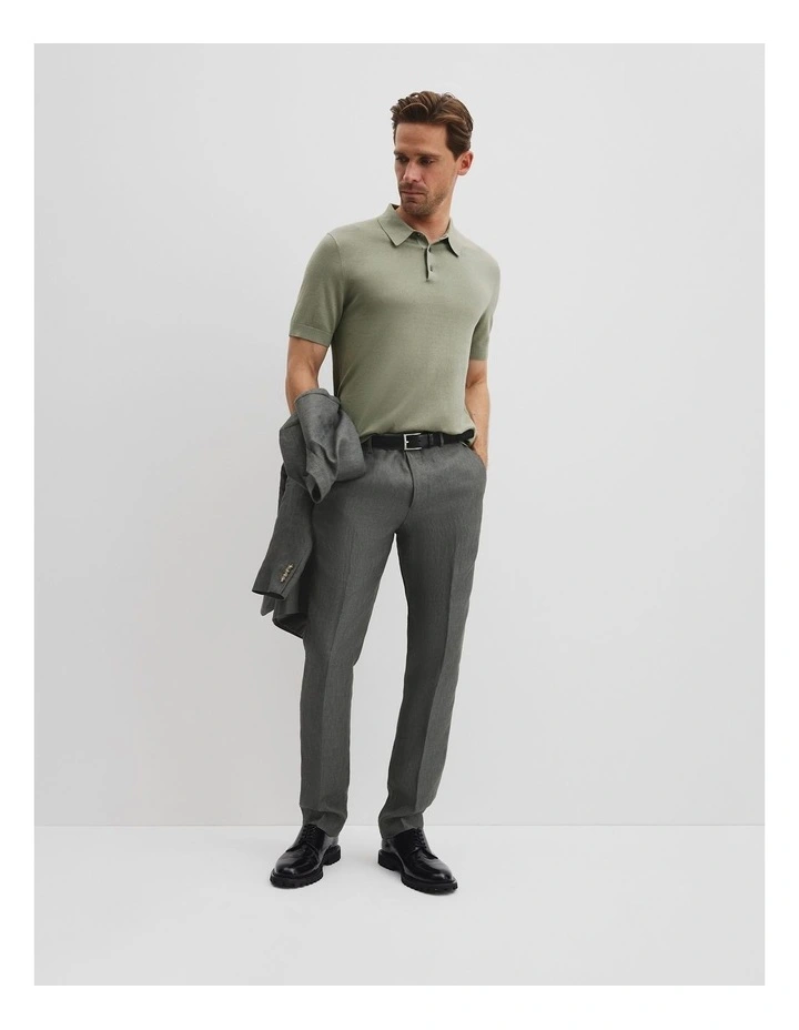 Australian Cotton Blend Silk Button Polo in Eucalyptus image 5