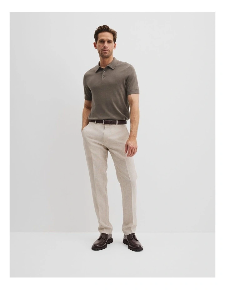 Australian Cotton Blend Silk Button Polo in Cacao image 3