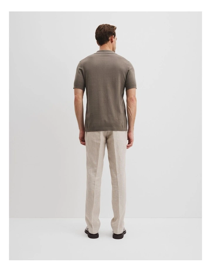 Australian Cotton Blend Silk Button Polo in Cacao image 4