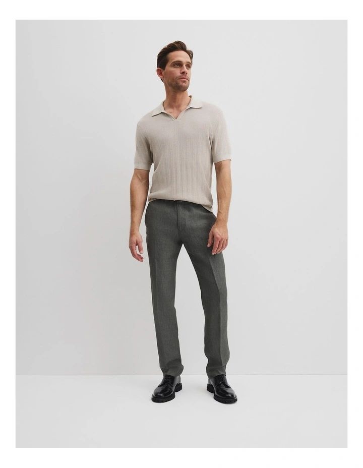 Cotton Silk Stripe Open Neck Polo in Porcelain image 3