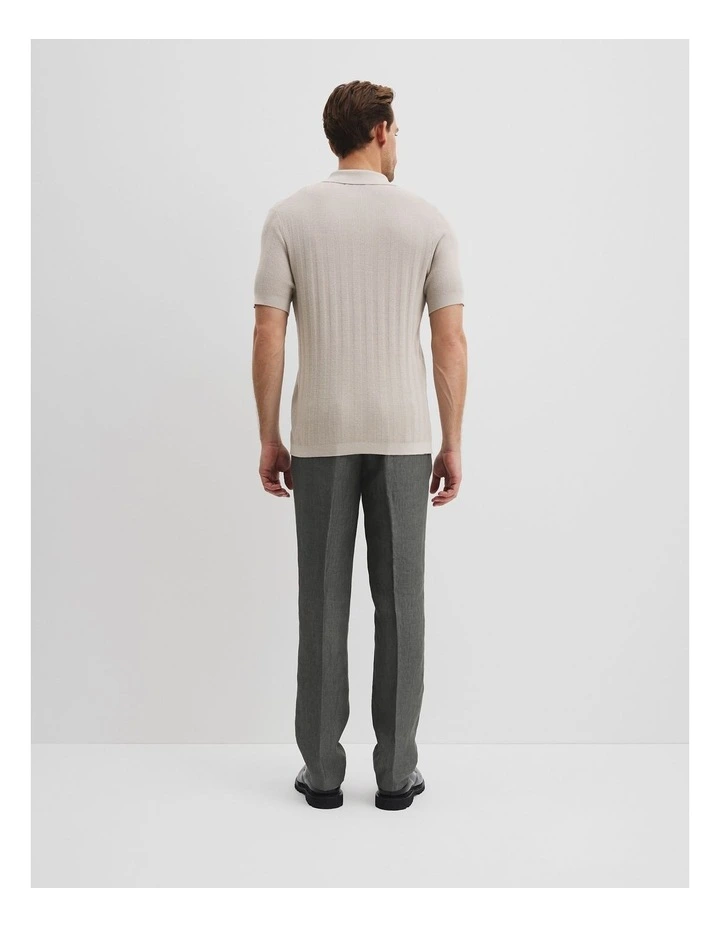 Cotton Silk Stripe Open Neck Polo in Porcelain image 4