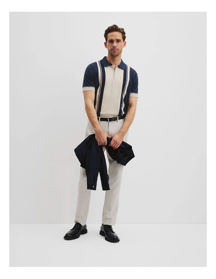 Australian Cotton Panel Zip Polo in Navy image 3