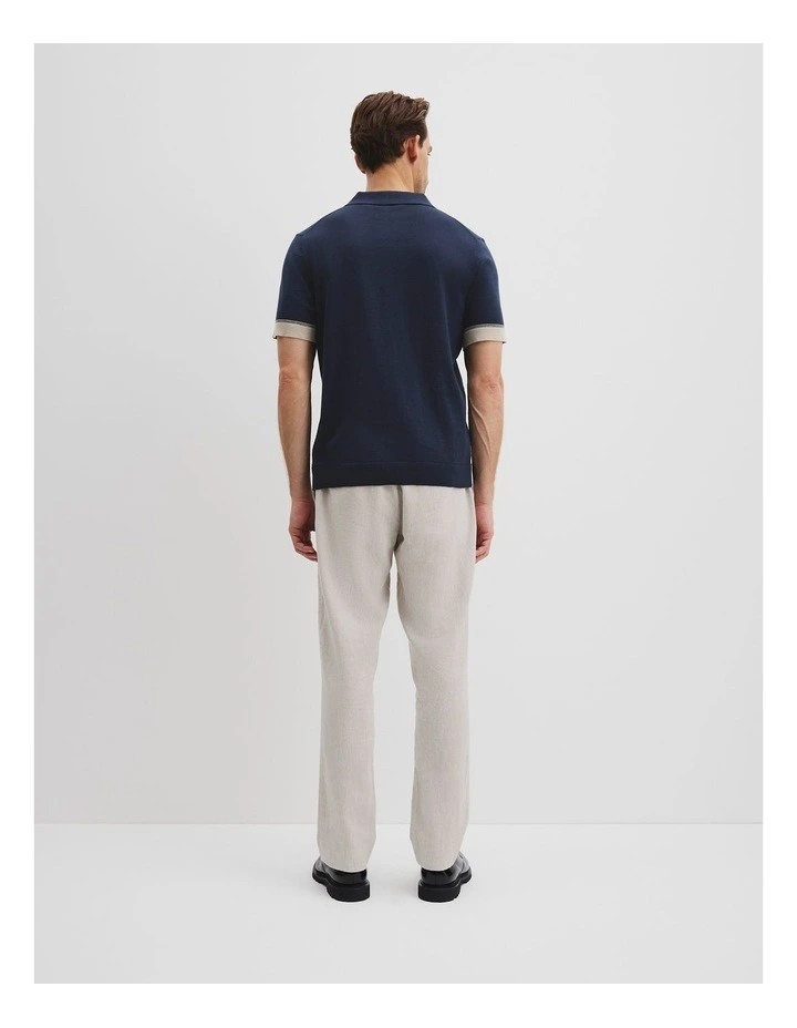 Australian Cotton Panel Zip Polo in Navy image 4