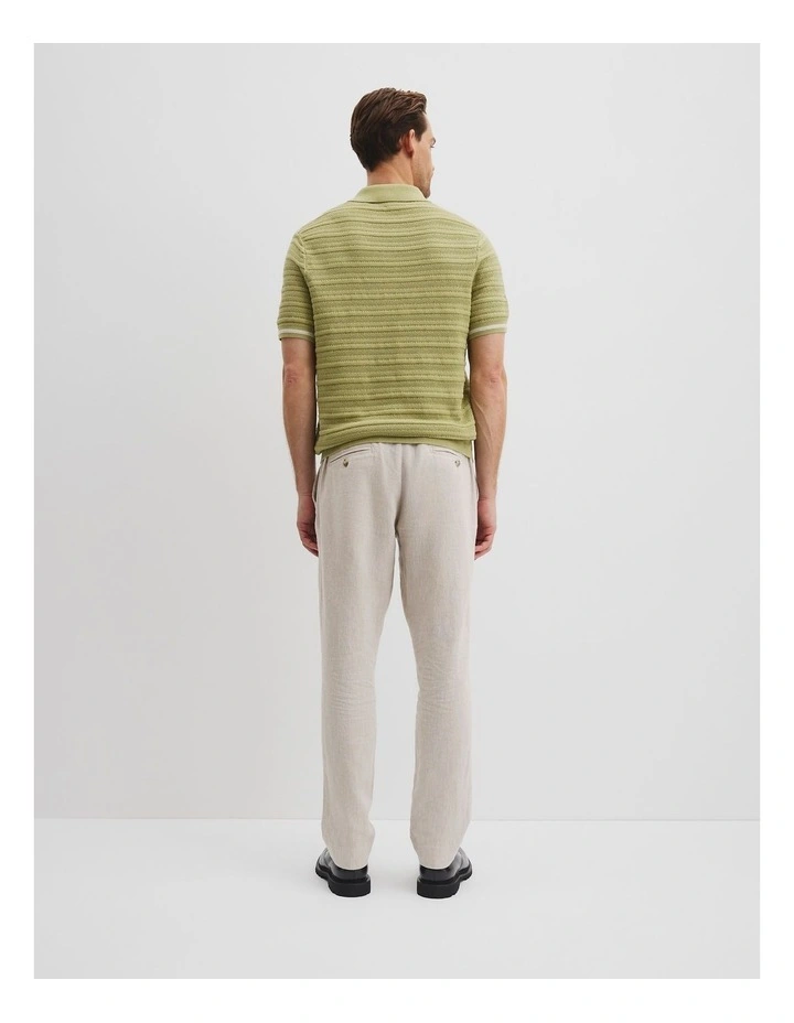 Australian Cotton Short Sleeve Textured Knit Polo in Cactus image 4