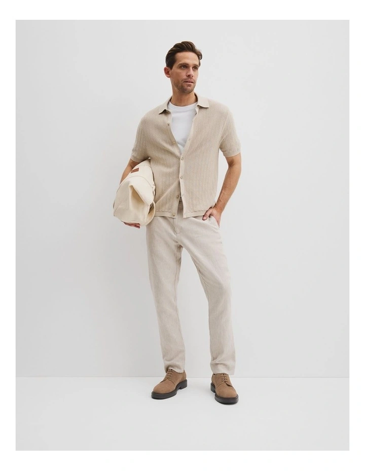 Australian Cotton Short Sleeve Textured Knit Shirt in Pebble image 3