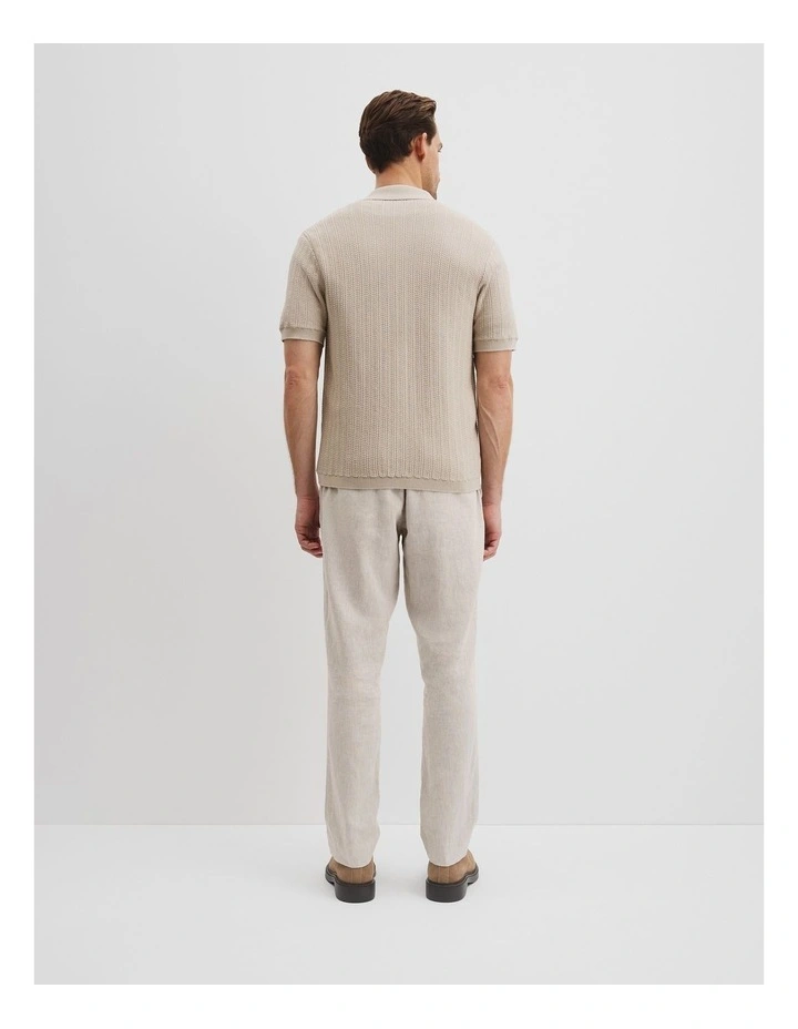 Australian Cotton Short Sleeve Textured Knit Shirt in Pebble image 4