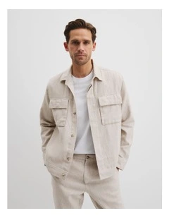 Linen Cotton Overshirt in Oat