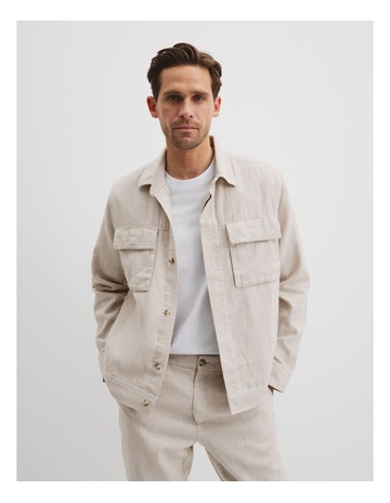 Linen Cotton Overshirt in Oat