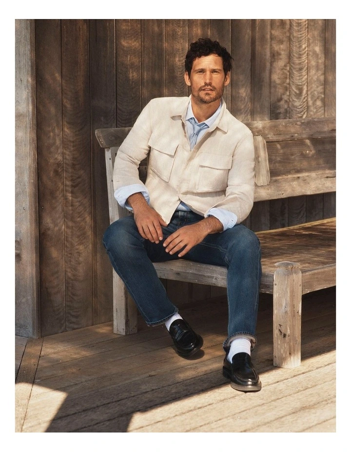 Linen Cotton Overshirt in Oat image 2