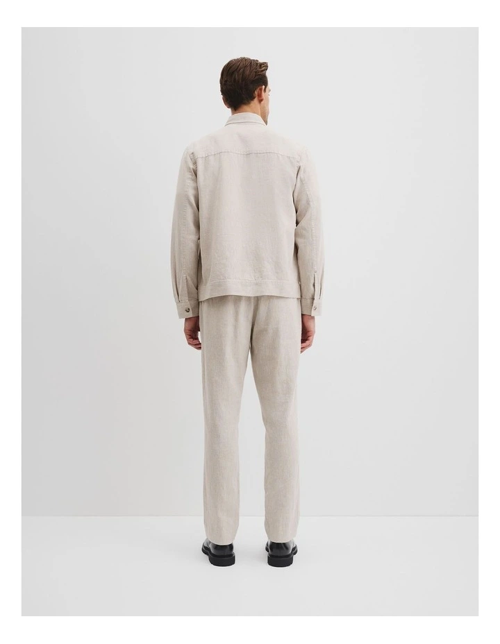 Linen Cotton Overshirt in Oat image 4