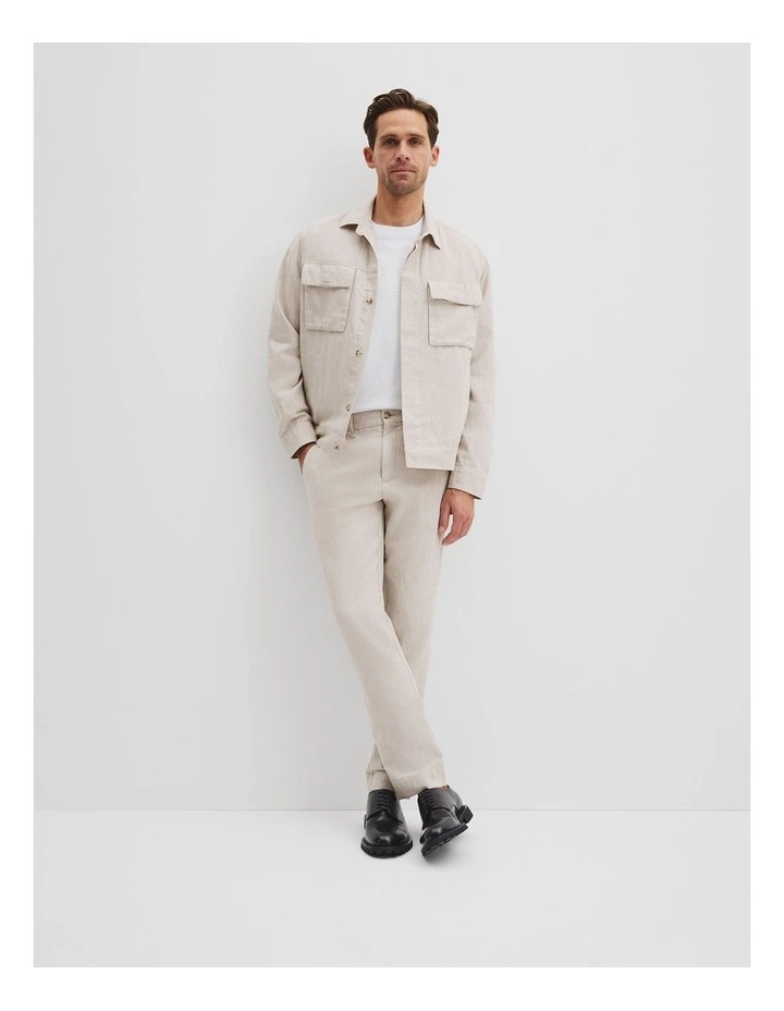 Linen Cotton Overshirt in Oat image 5
