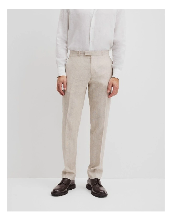 Linen Check Pant in Neutral image 2