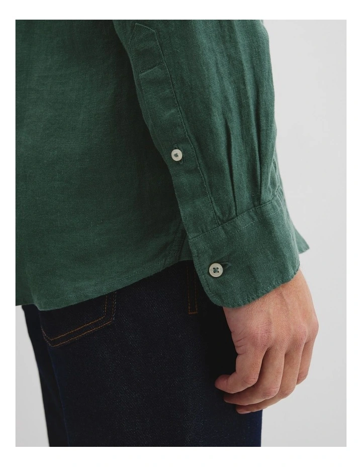 Regular Fit Organically Grown Linen Shirt in Cypress image 2