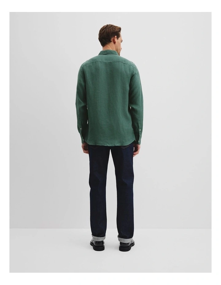 Regular Fit Organically Grown Linen Shirt in Cypress image 4