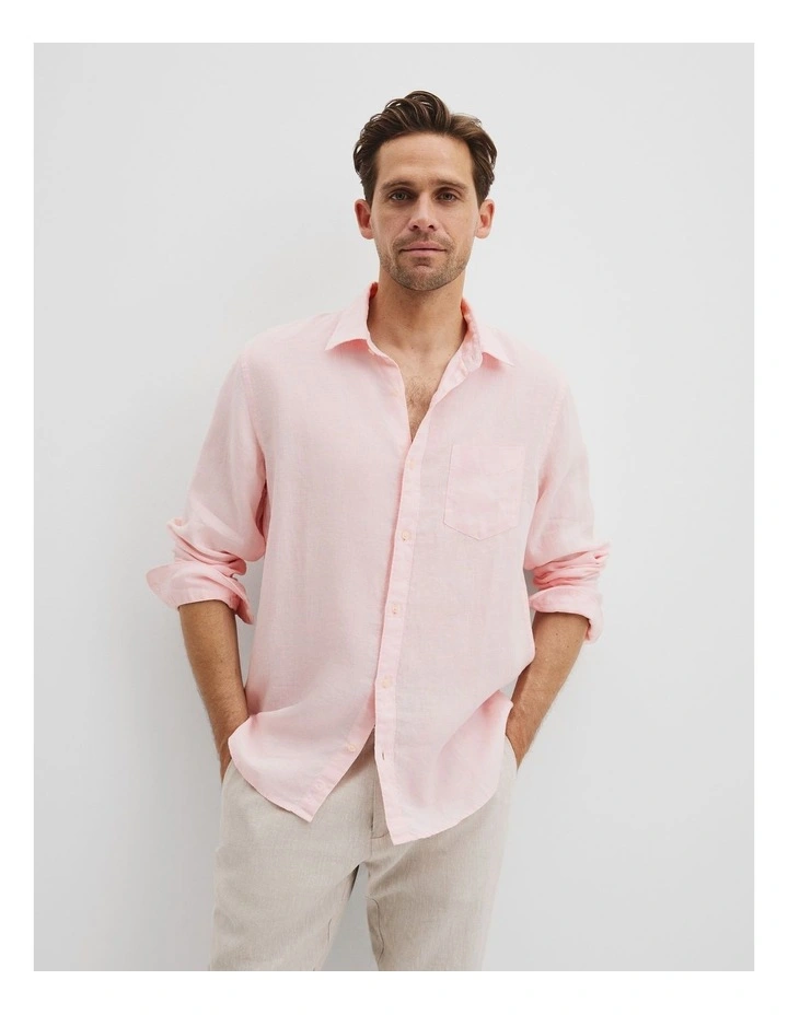 Regular Fit Organically Grown Linen Shirt in Orchid image 1