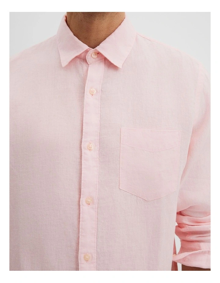 Regular Fit Organically Grown Linen Shirt in Orchid image 2