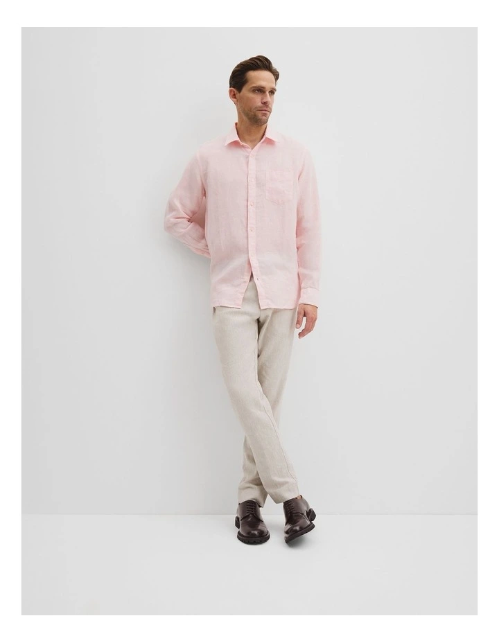Regular Fit Organically Grown Linen Shirt in Orchid image 3