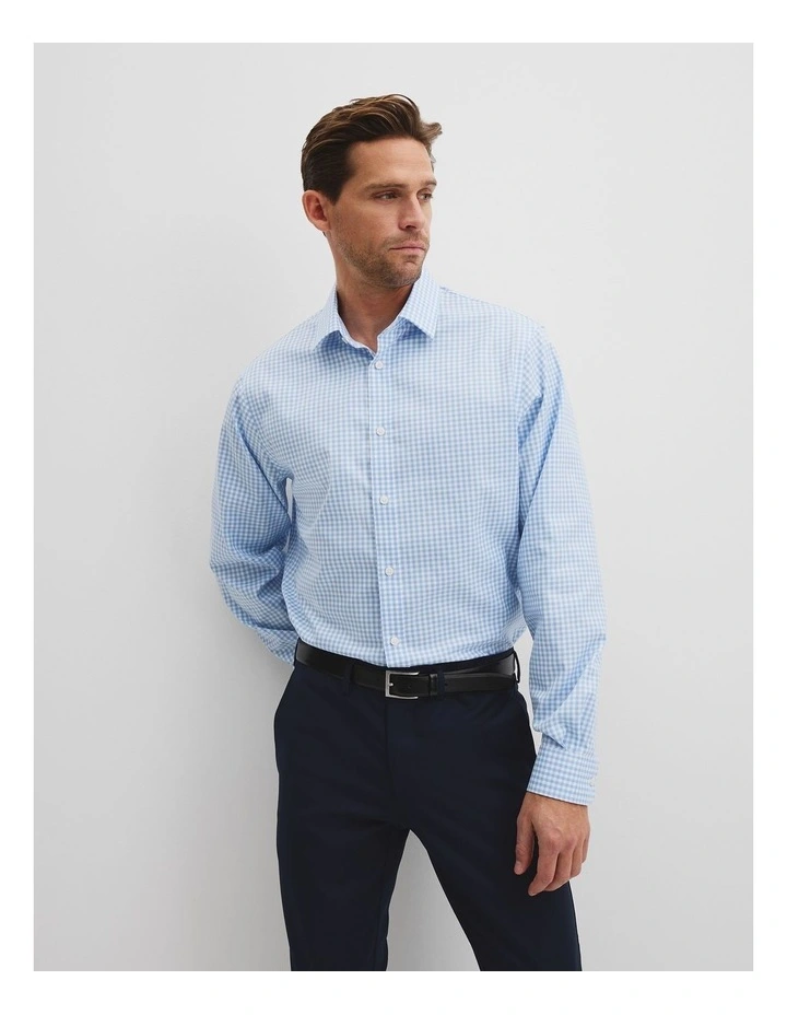 Regular Fit Check Travel Shirt in Light Blue image 1