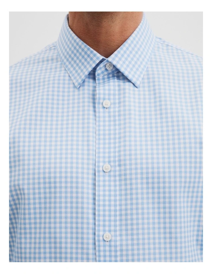 Regular Fit Check Travel Shirt in Light Blue image 3