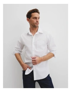 Australian Cotton Poplin Shirt in White