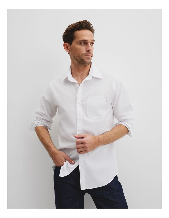 Australian Cotton Poplin Shirt in White image 1