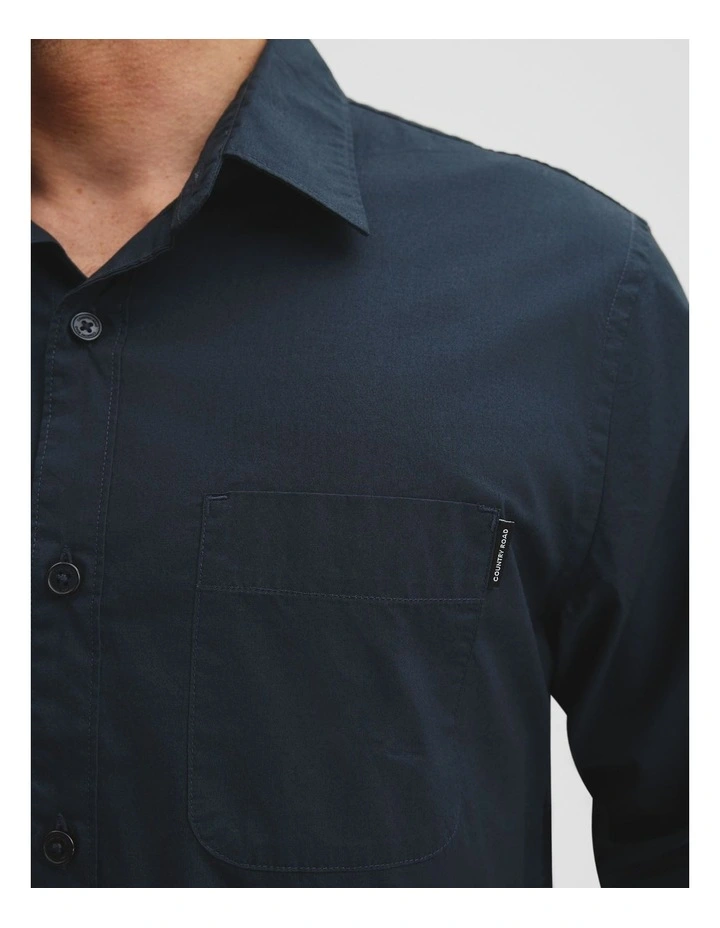 Australian Cotton Poplin Shirt in Navy image 2