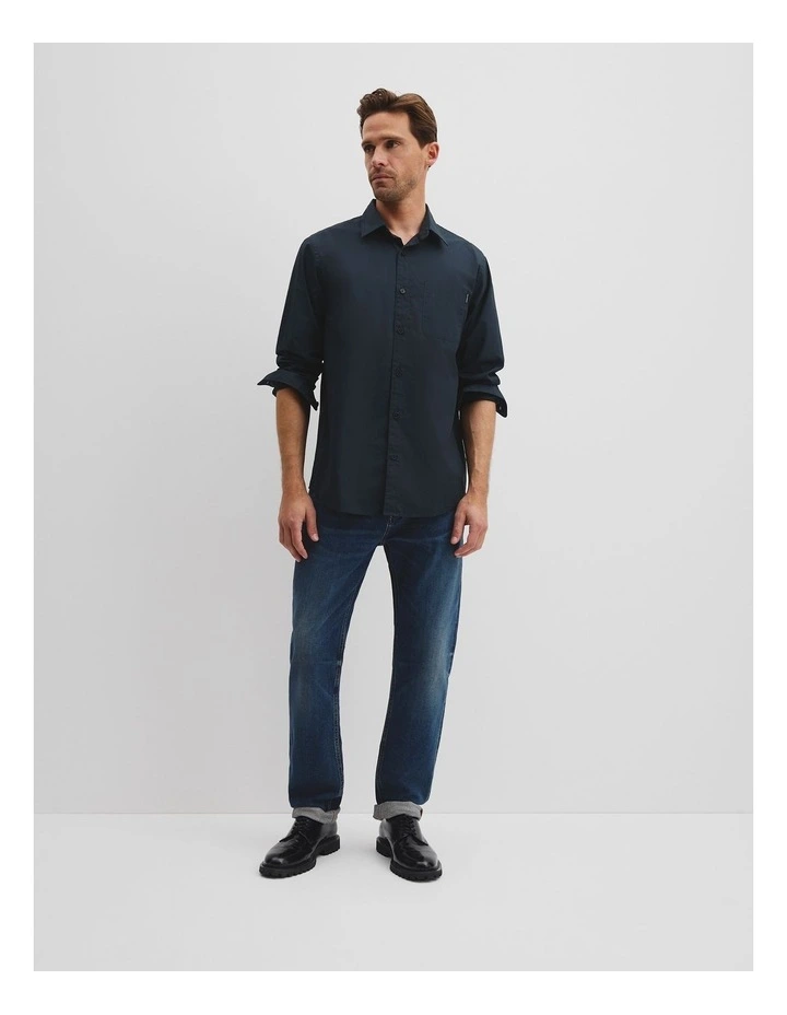 Australian Cotton Poplin Shirt in Navy image 3
