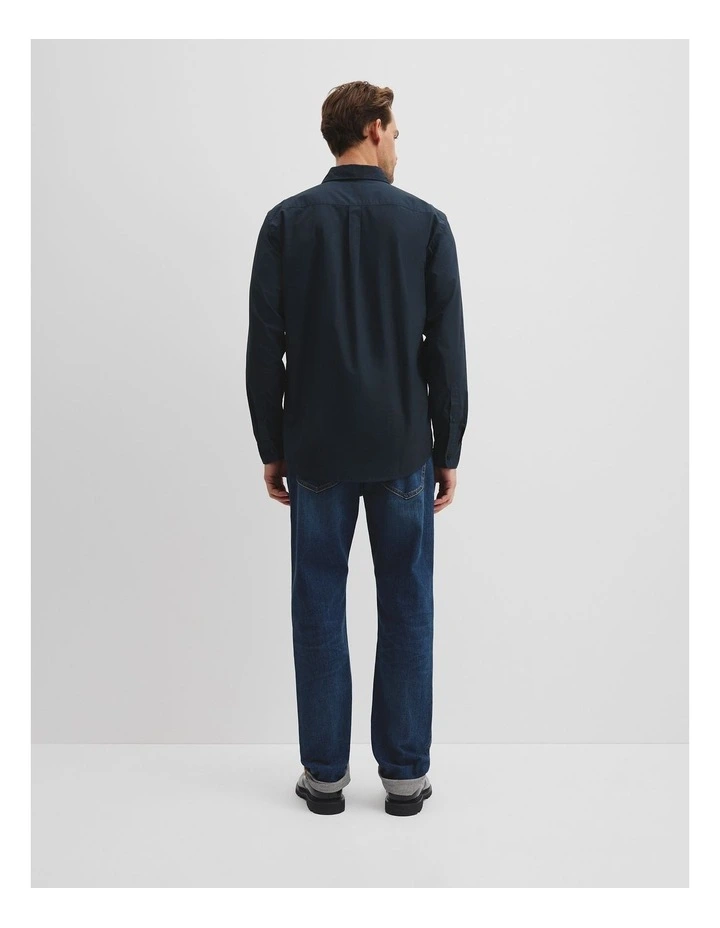 Australian Cotton Poplin Shirt in Navy image 4