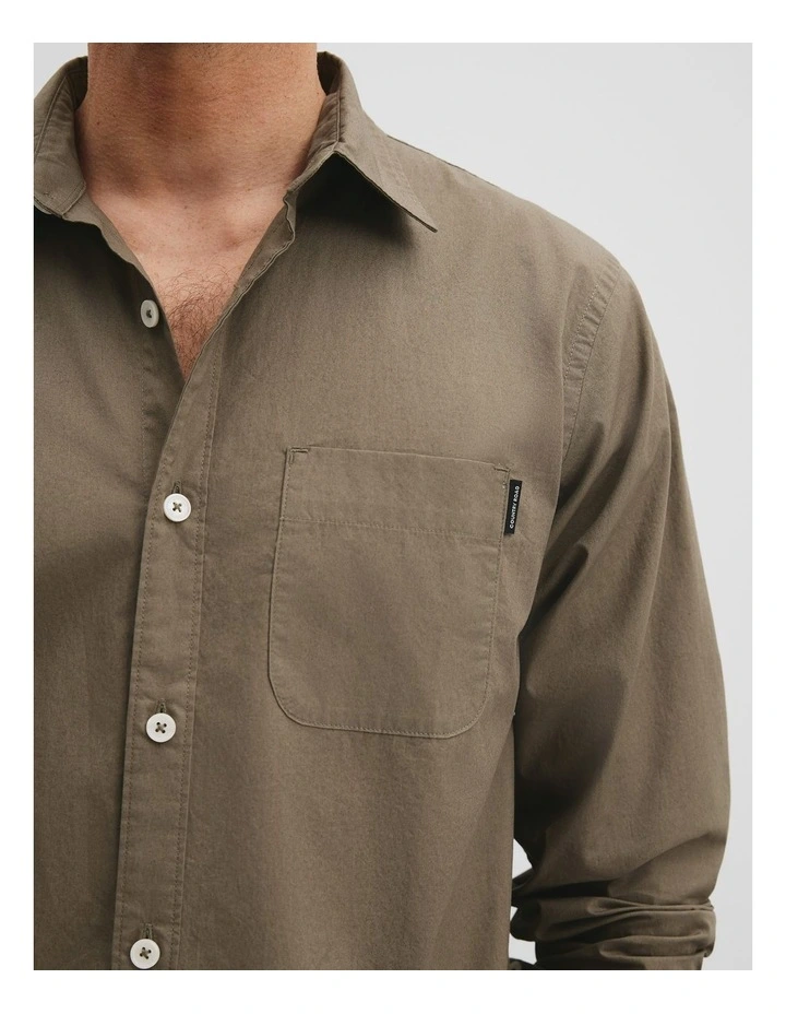 Australian Cotton Poplin Shirt in Mushroom image 2