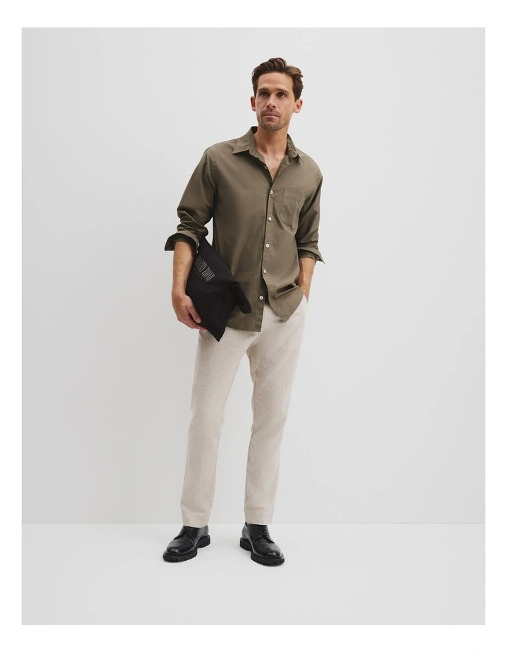 Australian Cotton Poplin Shirt in Mushroom image 3