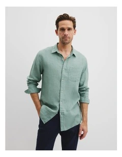 Regular Fit Organically Grown Delave Linen Shirt in Aloe