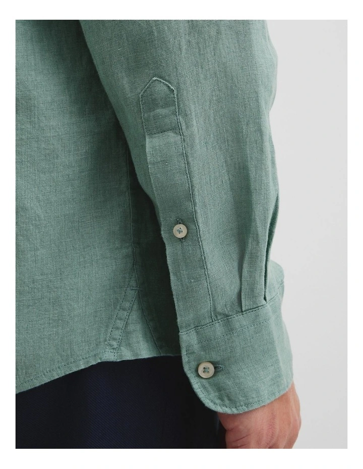 Regular Fit Organically Grown Delave Linen Shirt in Aloe image 2