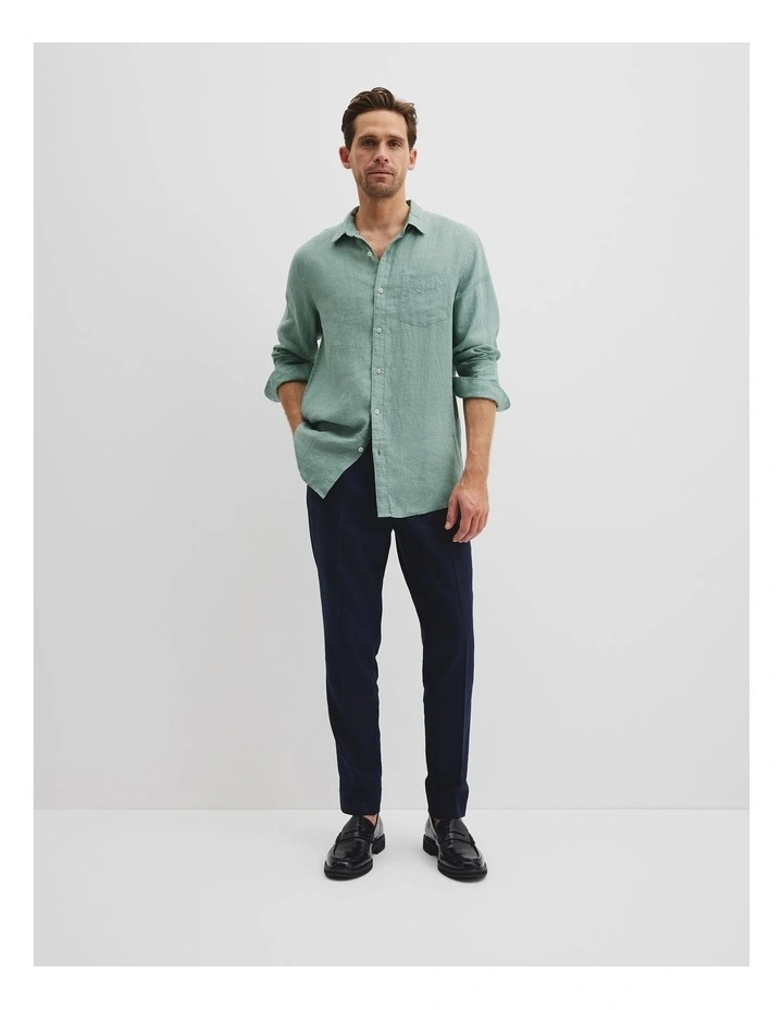 Regular Fit Organically Grown Delave Linen Shirt in Aloe image 3