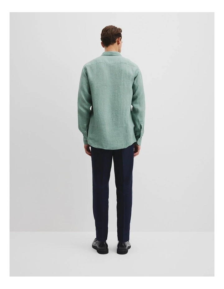Regular Fit Organically Grown Delave Linen Shirt in Aloe image 4