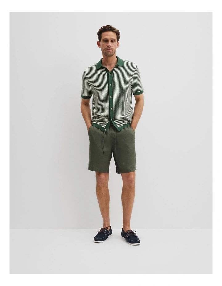 Organically Grown Linen Drawcord Short in Thyme image 1