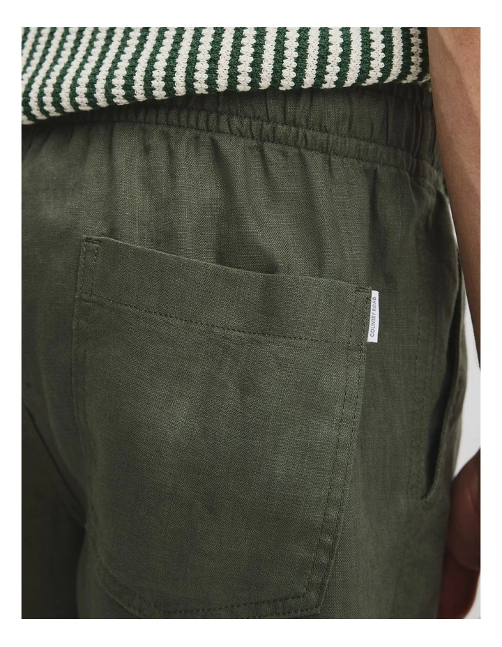 Organically Grown Linen Drawcord Short in Thyme image 3