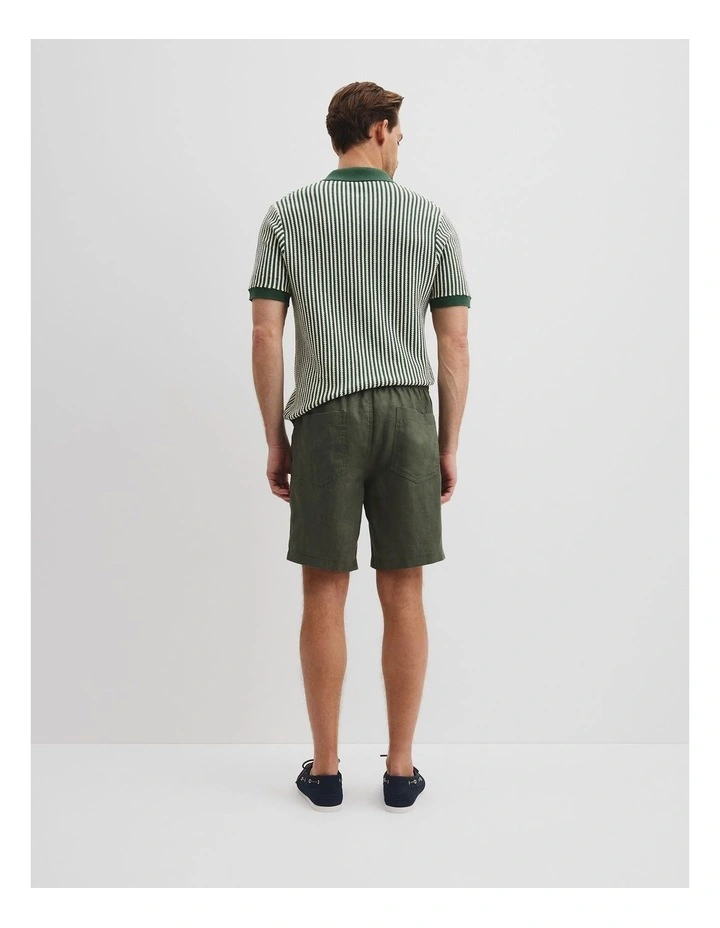 Organically Grown Linen Drawcord Short in Thyme image 4