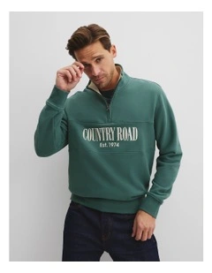 Verified Australian Cotton Half Zip Heritage Sweat in Cypress