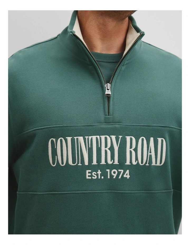 Verified Australian Cotton Half Zip Heritage Sweat in Cypress image 2