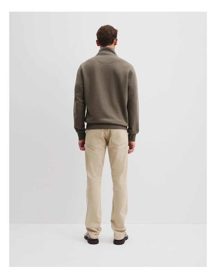 Verified Australian Cotton Half Zip Heritage Sweat in Mushroom image 4