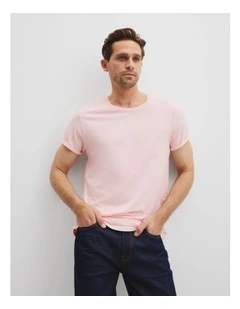 Australian Cotton Longline Garment Dye T-shirt in Orchid