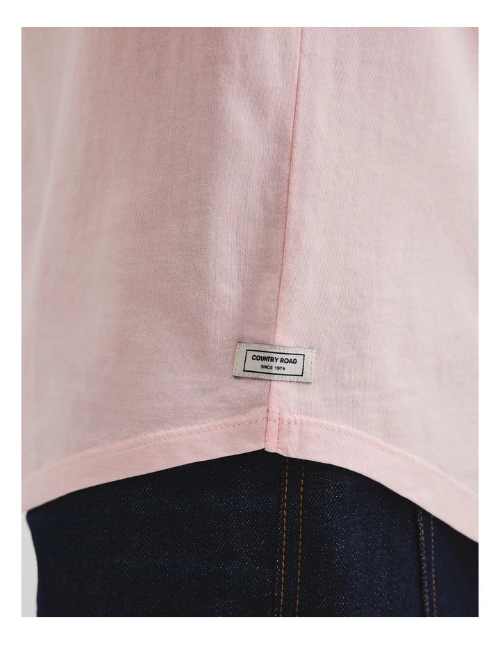 Australian Cotton Longline Garment Dye T-shirt in Orchid image 2