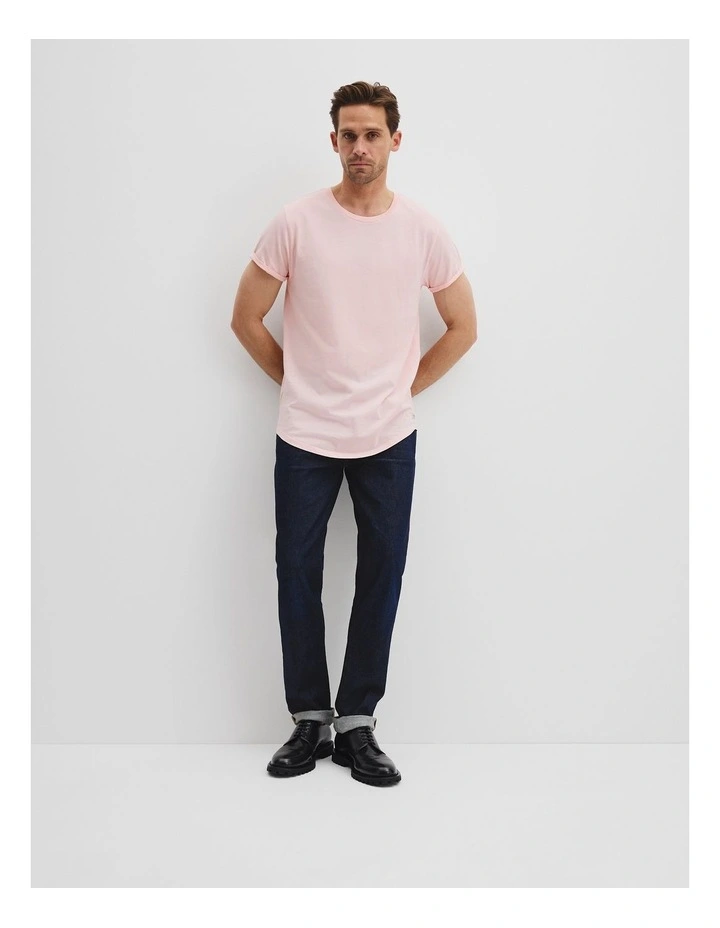 Australian Cotton Longline Garment Dye T-shirt in Orchid image 3