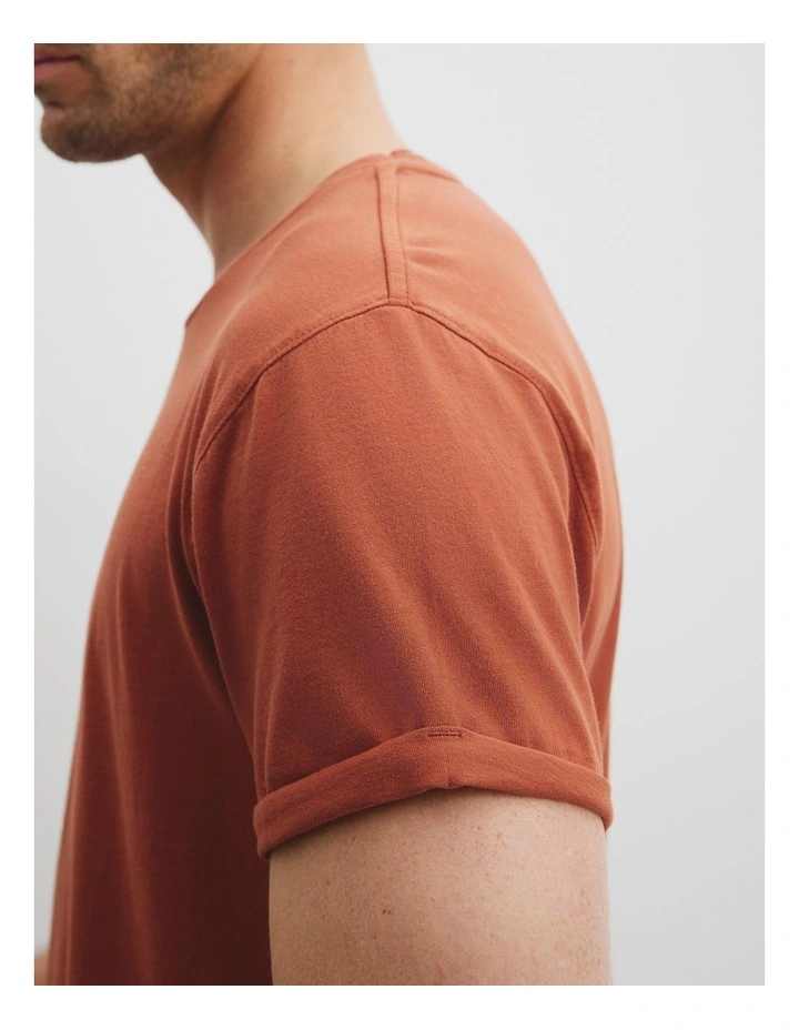 Australian Cotton Longline Garment Dye T-shirt in Spice image 2