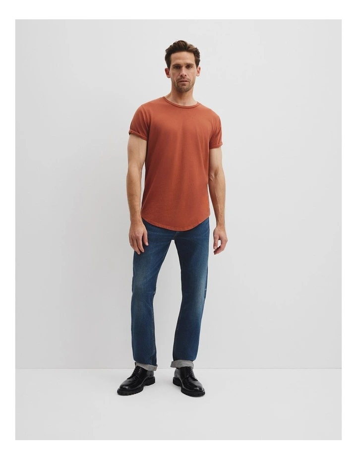 Australian Cotton Longline Garment Dye T-shirt in Spice image 3