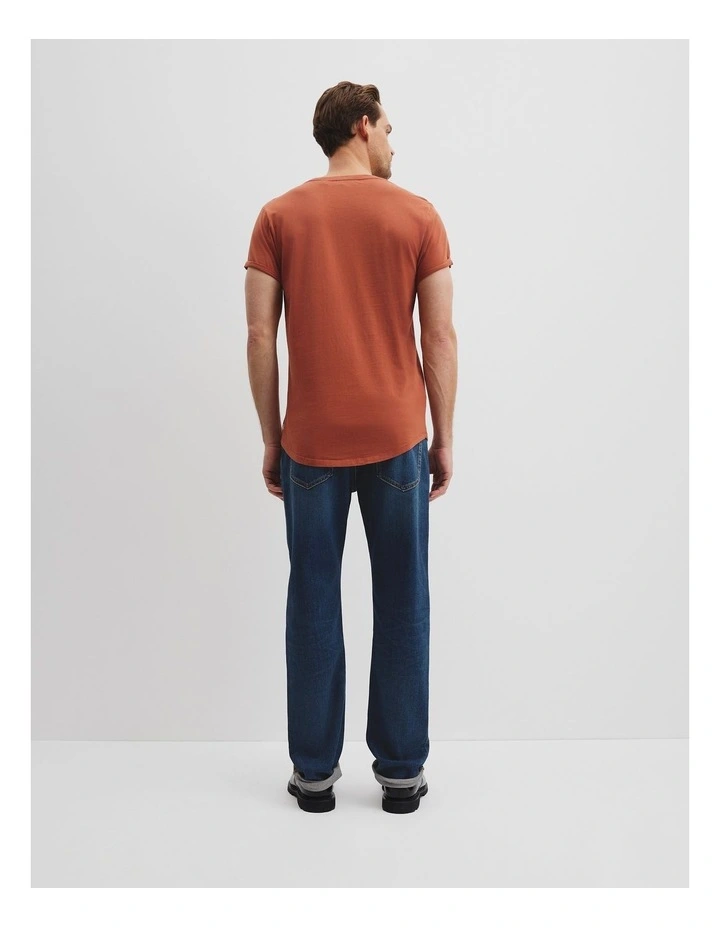 Australian Cotton Longline Garment Dye T-shirt in Spice image 4