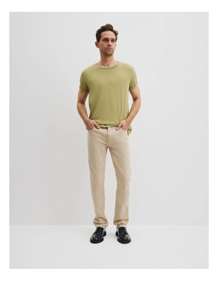 Australian Cotton Longline Garment Dye T-shirt in Cactus image 3