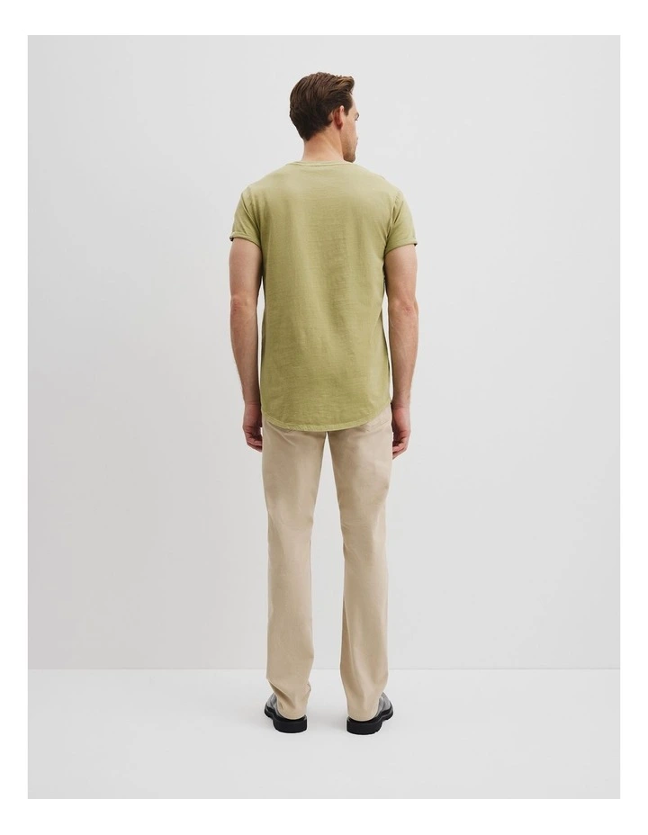 Australian Cotton Longline Garment Dye T-shirt in Cactus image 4