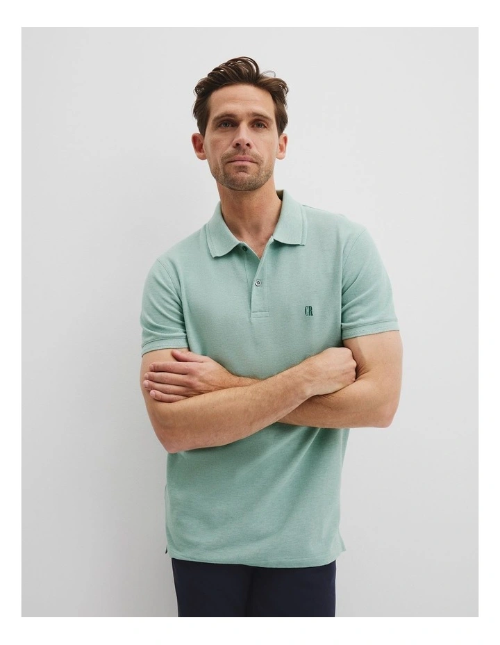 Verified Australian Cotton Pique Polo in Aloe image 1