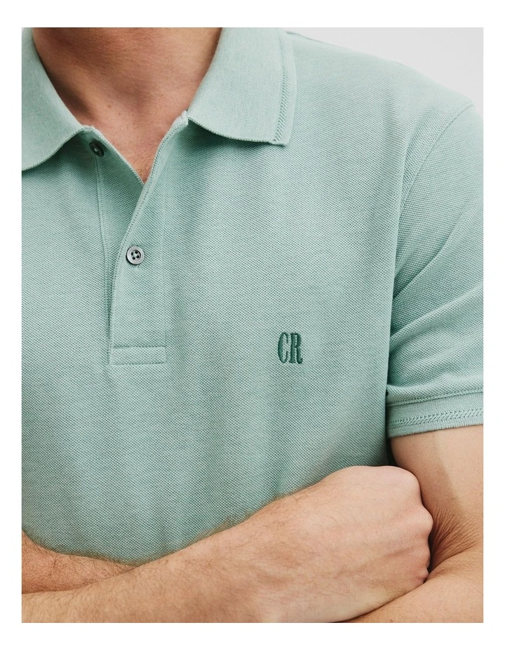 Verified Australian Cotton Pique Polo in Aloe image 2